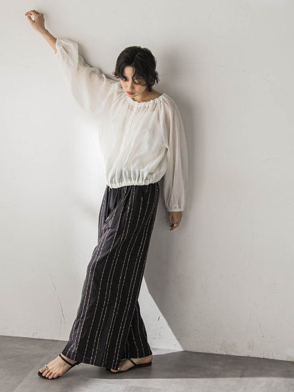 【40周年限定】スパンコール刺繍イージーワイドパンツ