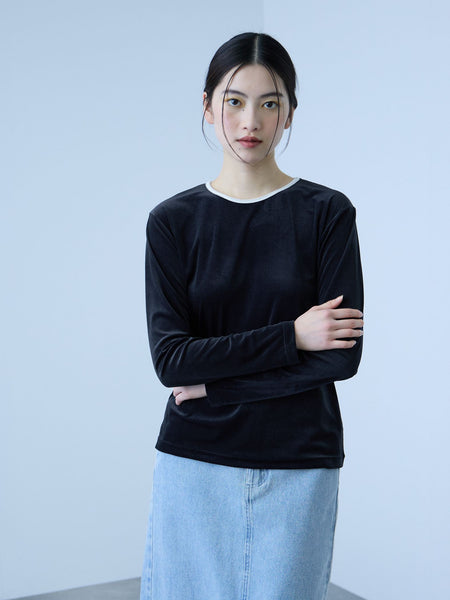 シアーベロアロングスリーブカットソー【日本製】