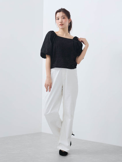 【SHIORI IRIE コラボ】2WAYオフショルレースブラウス≪手洗い可能≫