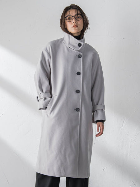フェイクウールスタンドカラーコート
