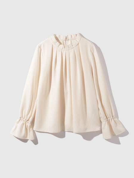 エステールギャバジンハイネックブラウス≪手洗い可能≫