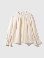 エステールギャバジンハイネックブラウス≪手洗い可能≫