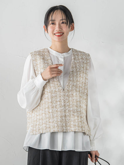カミュツィードベストブラウス