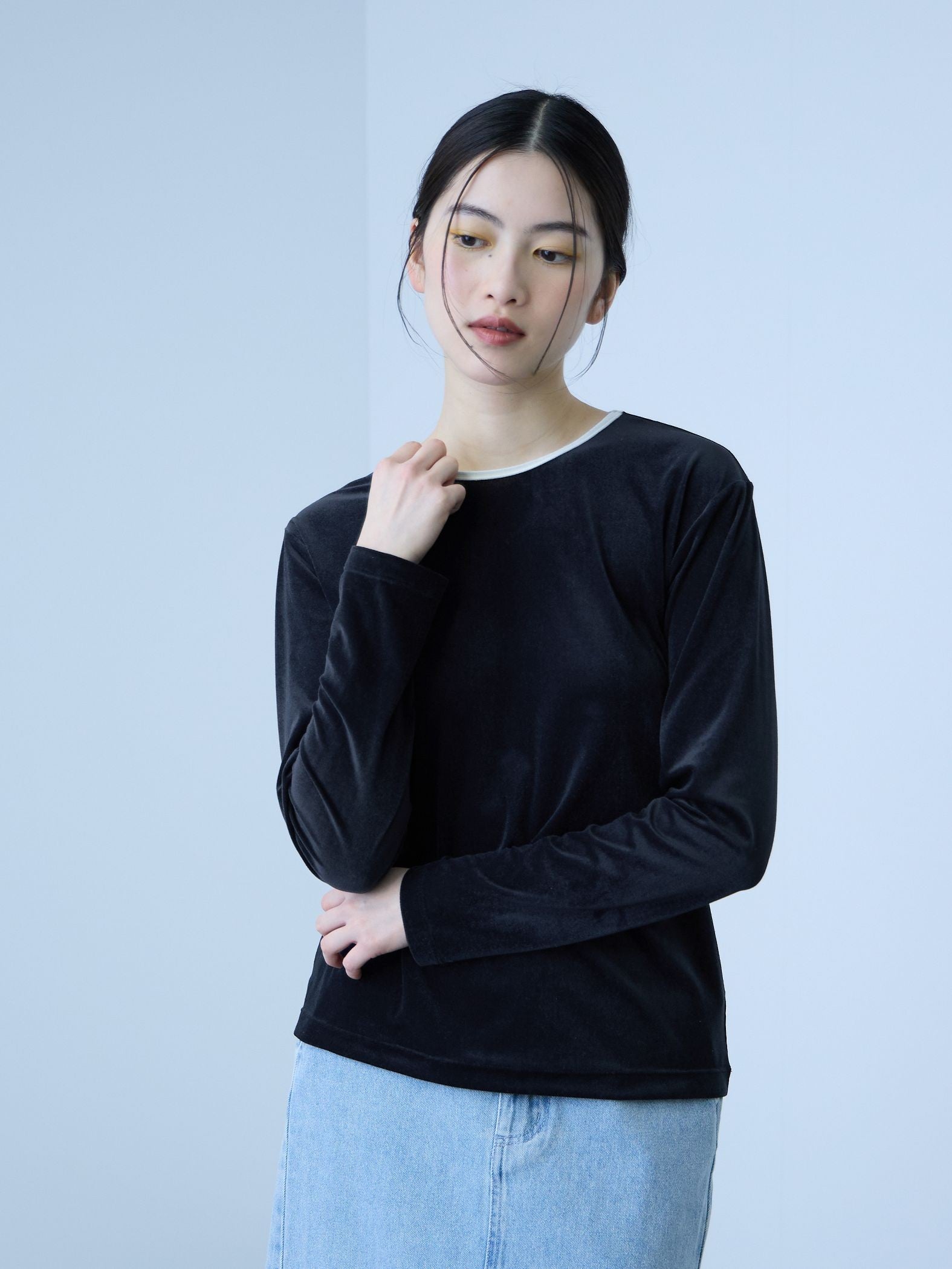 シアーベロアロングスリーブカットソー【日本製】