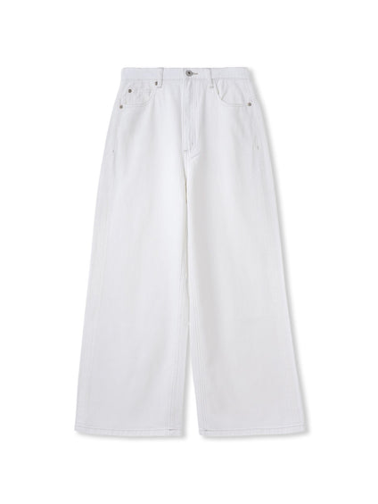 デニムワイドパンツ≪洗濯機で洗える≫