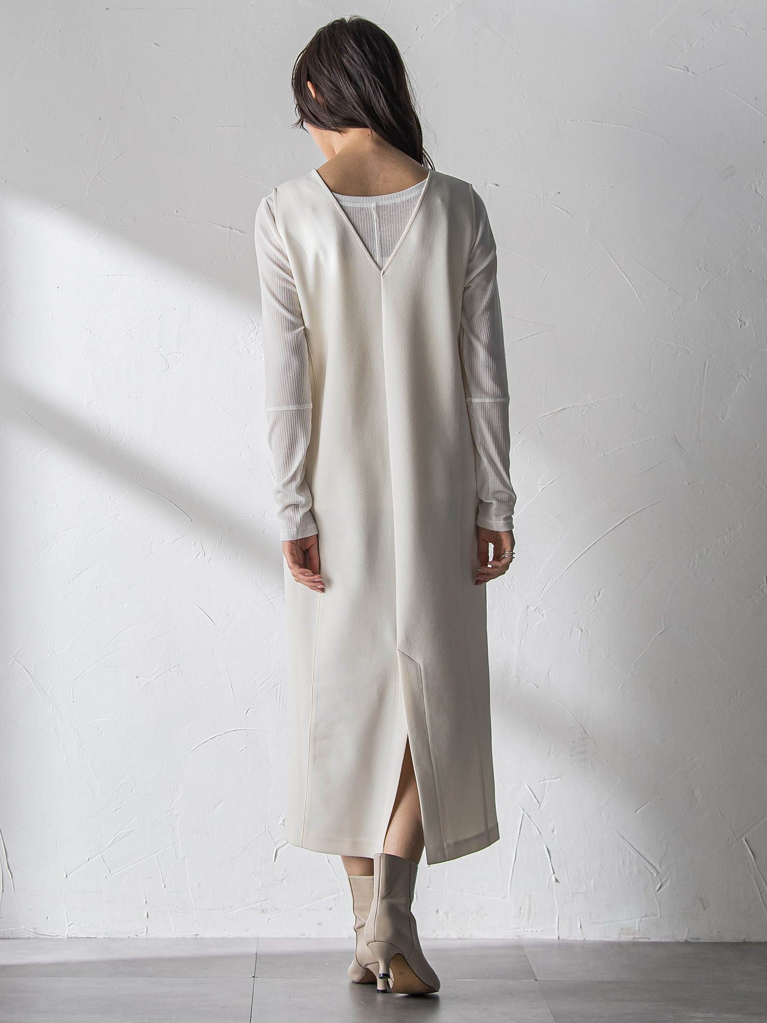 【えらべるSET UP】叶えるVネックジャンパードレス≪手洗い可能≫