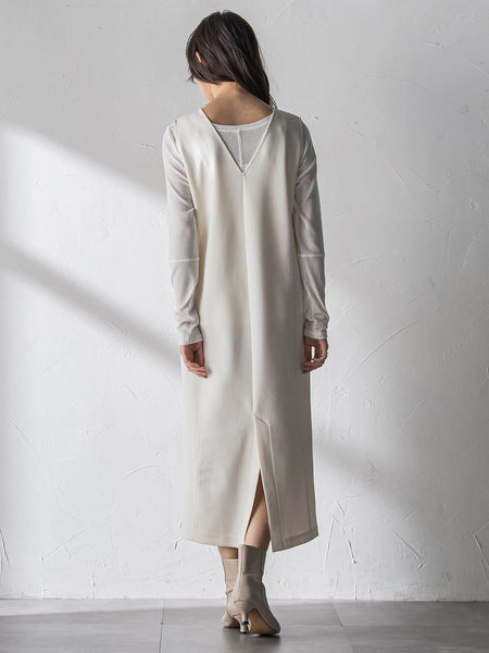 【えらべるSET UP】叶えるVネックジャンパードレス≪手洗い可能≫