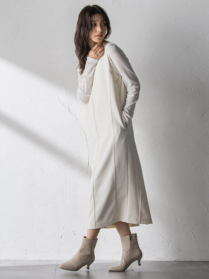 【えらべるSET UP】叶えるVネックジャンパードレス≪手洗い可能≫