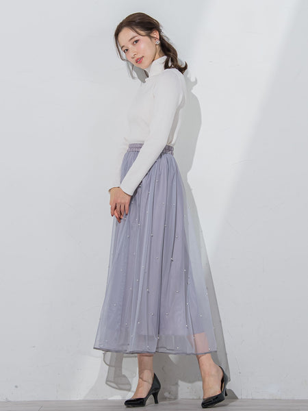 パール付きチュールスカート≪洗濯機で洗える≫ | QUEENS COURT  