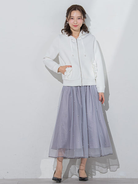 パール付きチュールスカート≪洗濯機で洗える≫ | QUEENS COURT  