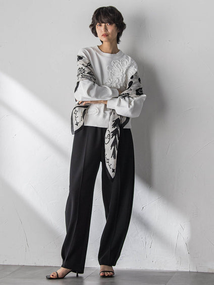 フラワーモチーフプルオーバー≪洗濯機で洗える≫