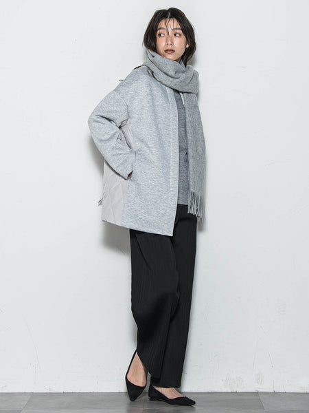 モスダンボール×中綿キルティングノーカラーコート≪手洗い可能≫