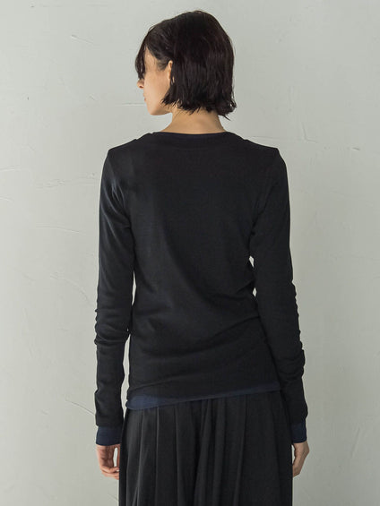 シアーコットンロングスリーブレイヤードTシャツ