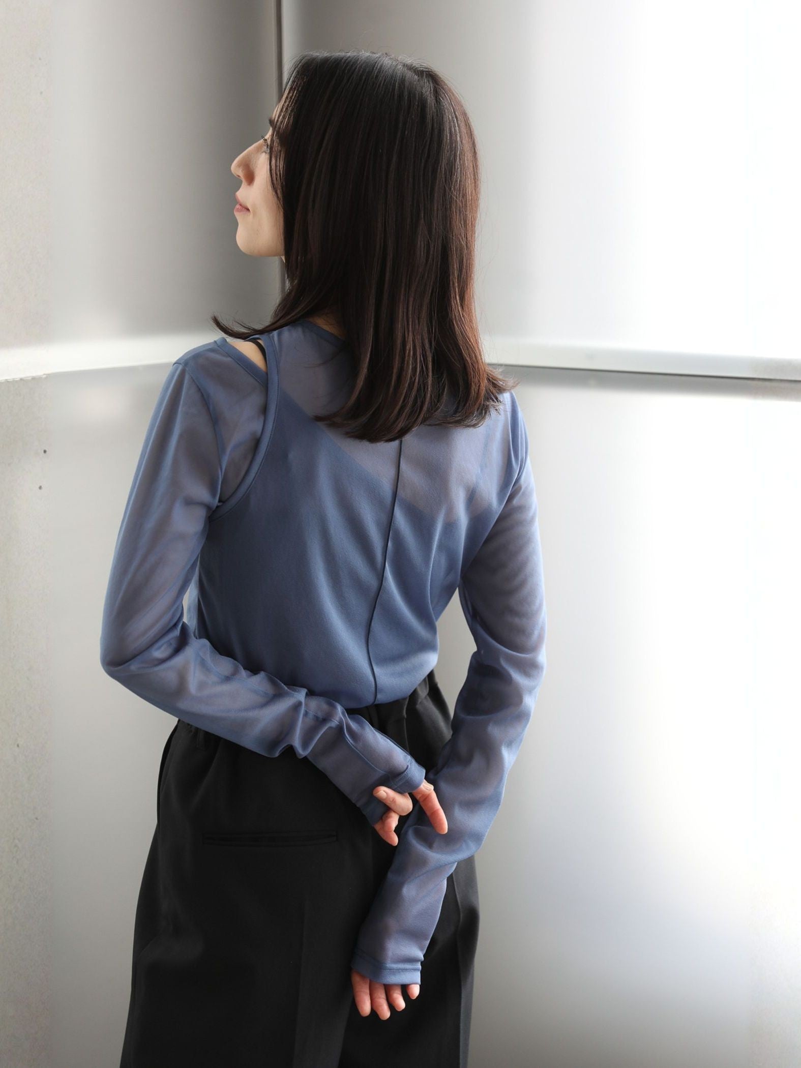 Layered sheer tops【日本製】≪手洗い可能≫