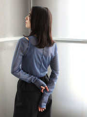 Layered sheer tops【日本製】≪手洗い可能≫