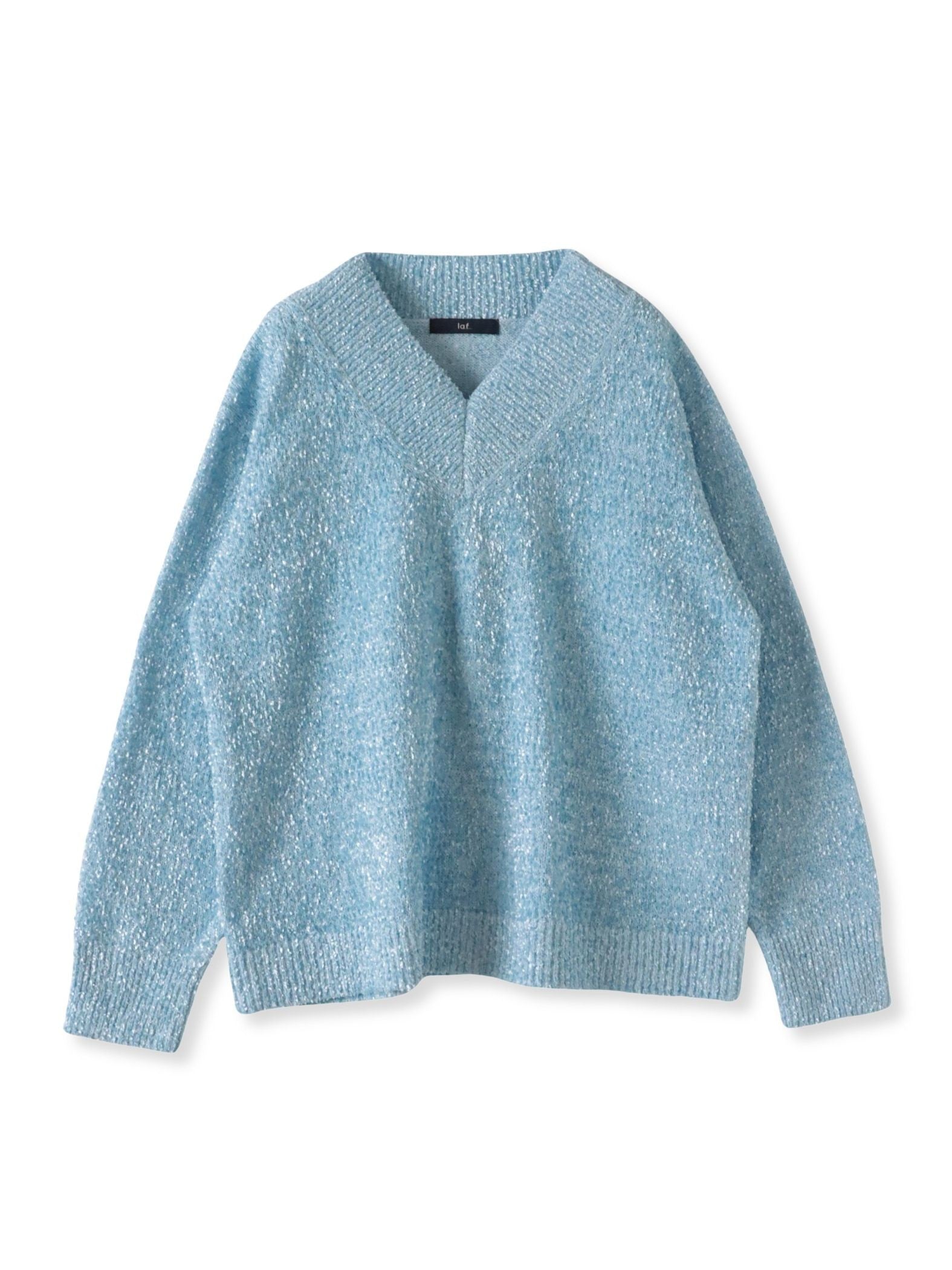 ツヤモールVネックニット