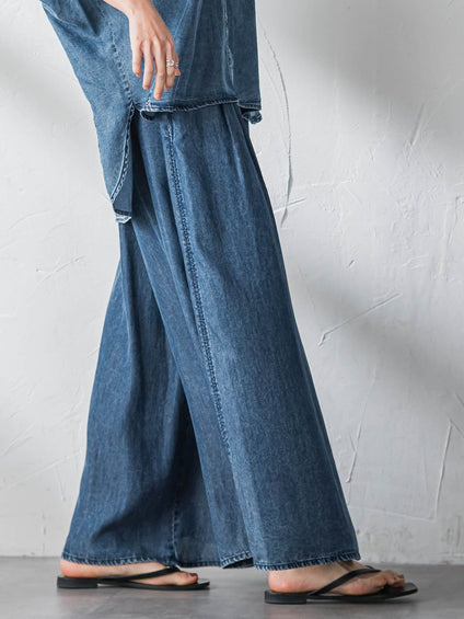 ゆれるデニムフレアパンツ