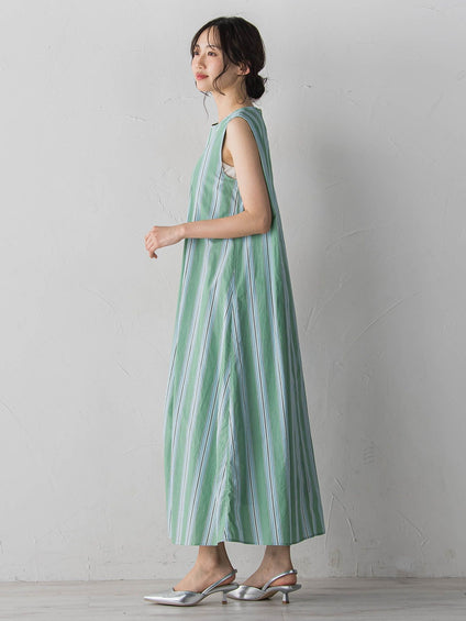 MULTI COTTONストライプワンピース