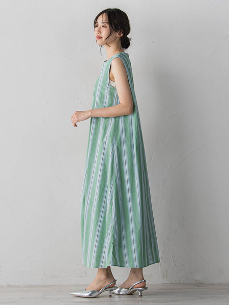 MULTI COTTONストライプワンピース