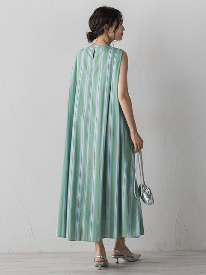 MULTI COTTONストライプワンピース