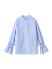 襟フリルブラウス≪洗濯機で洗える≫