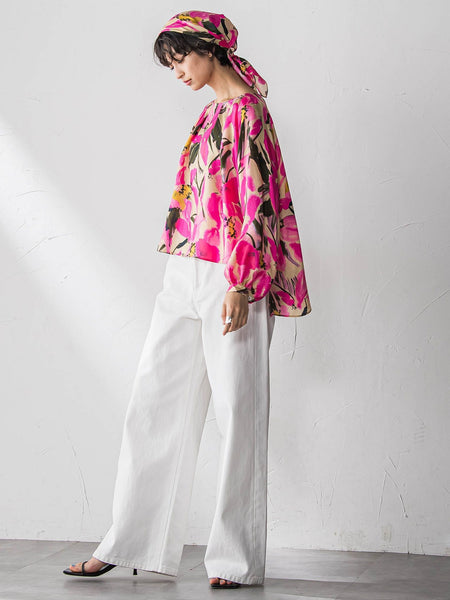 IPEKERフラワープリントフレアブラウス