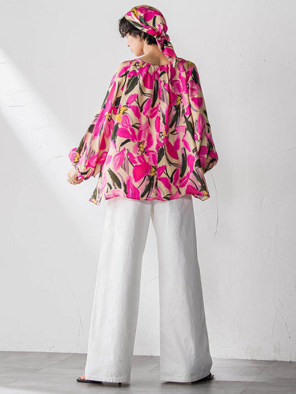 IPEKERフラワープリントフレアブラウス