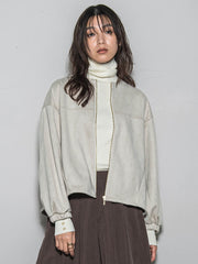 【WEB限定】マシュマロスウェードノーカラーブルゾン≪手洗い可能≫
