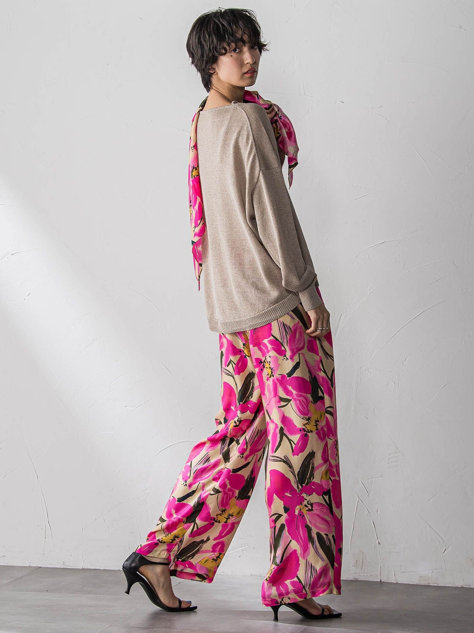 IPEKERフラワープリントイージーワイドパンツ