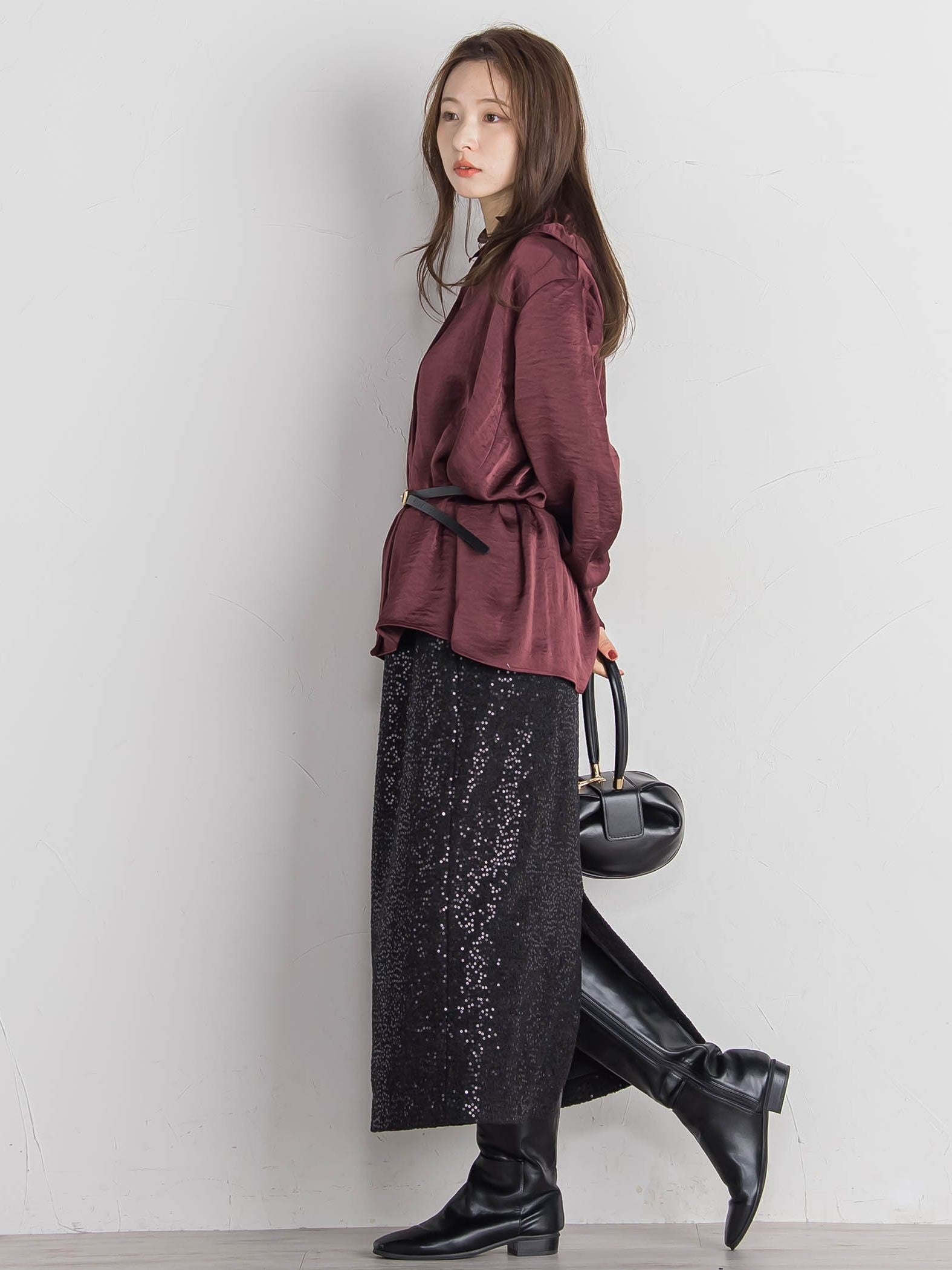 スパンコールIラインスカート≪手洗い可能≫