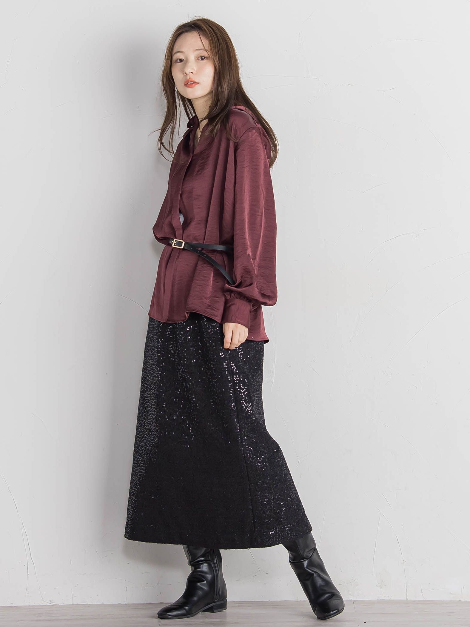 スパンコールIラインスカート≪手洗い可能≫