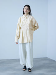 《きちんと映え》ストライプウエストタックシャツ