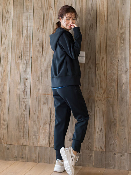 【ビッキー定番/ロングシーズン大活躍の多機能素材/L号サイズ登場！】裾スリットジョガーパンツ《洗濯機で洗える》