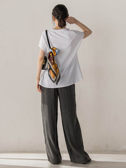 レースたたき付けプリントTシャツ