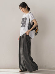 レースたたき付けプリントTシャツ