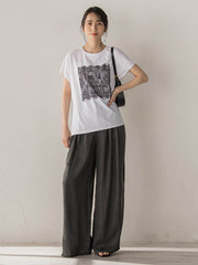 レースたたき付けプリントTシャツ