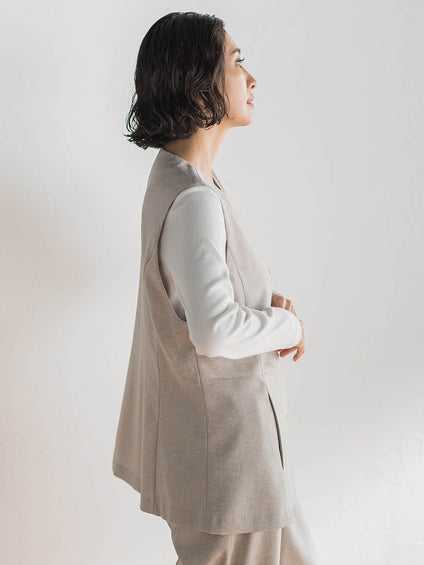 【大きいサイズ】リネンライクオックスジレ