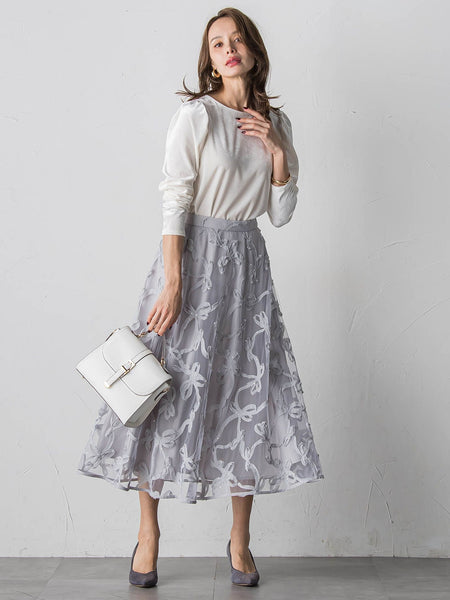 スパンコールテープチュールスカート