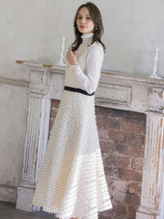 リボンドットツイードワンピース