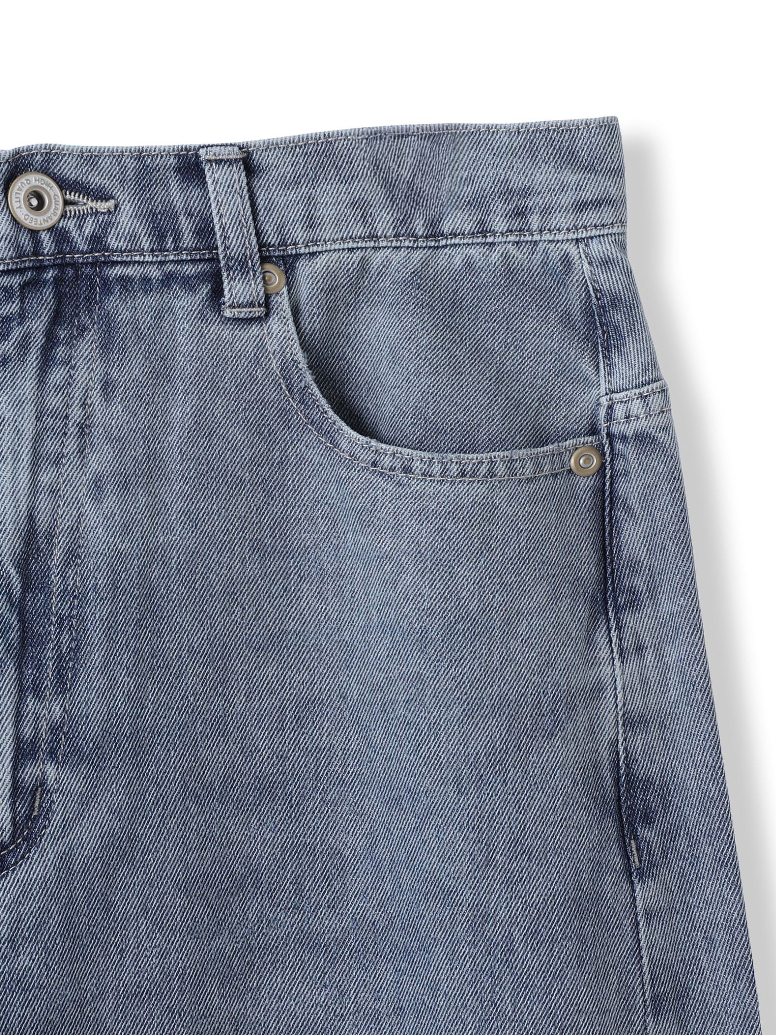 デニムワイドパンツ≪洗濯機で洗える≫