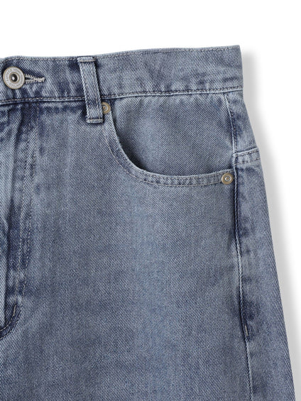 デニムワイドパンツ≪洗濯機で洗える≫