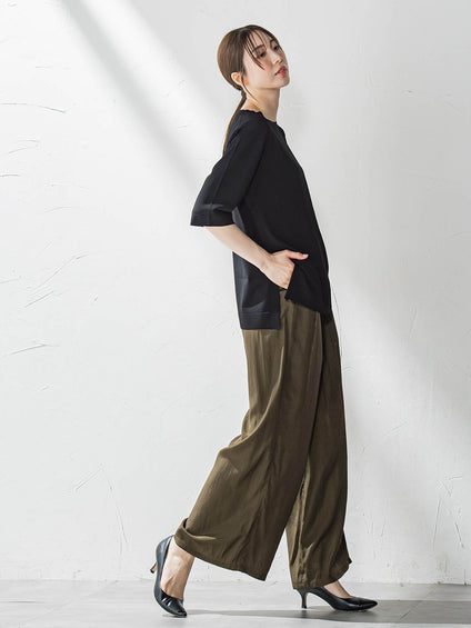【WEB限定】ウエストギャザーワイドパンツ≪手洗い可能≫