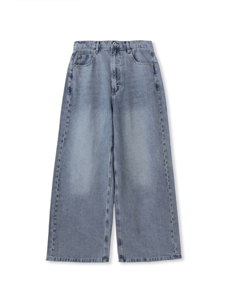 デニムワイドパンツ≪洗濯機で洗える≫