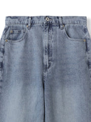 デニムワイドパンツ≪洗濯機で洗える≫