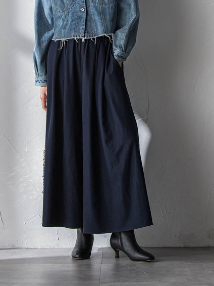 シャンブレーイージーキュロットパンツ≪手洗い可能≫