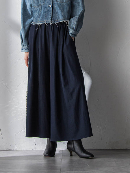 シャンブレーイージーキュロットパンツ≪手洗い可能≫