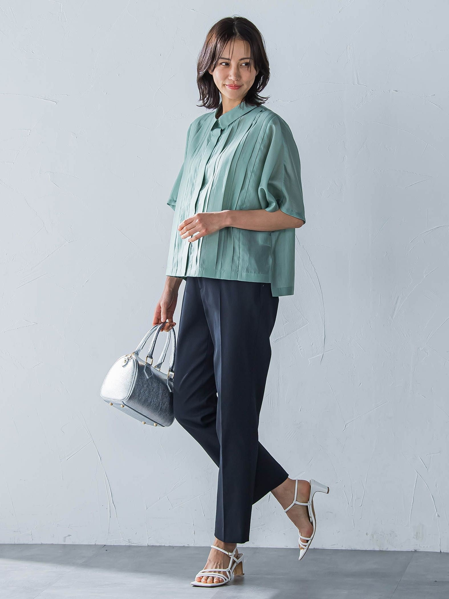 ピンタックレースブラウス≪手洗い可能≫