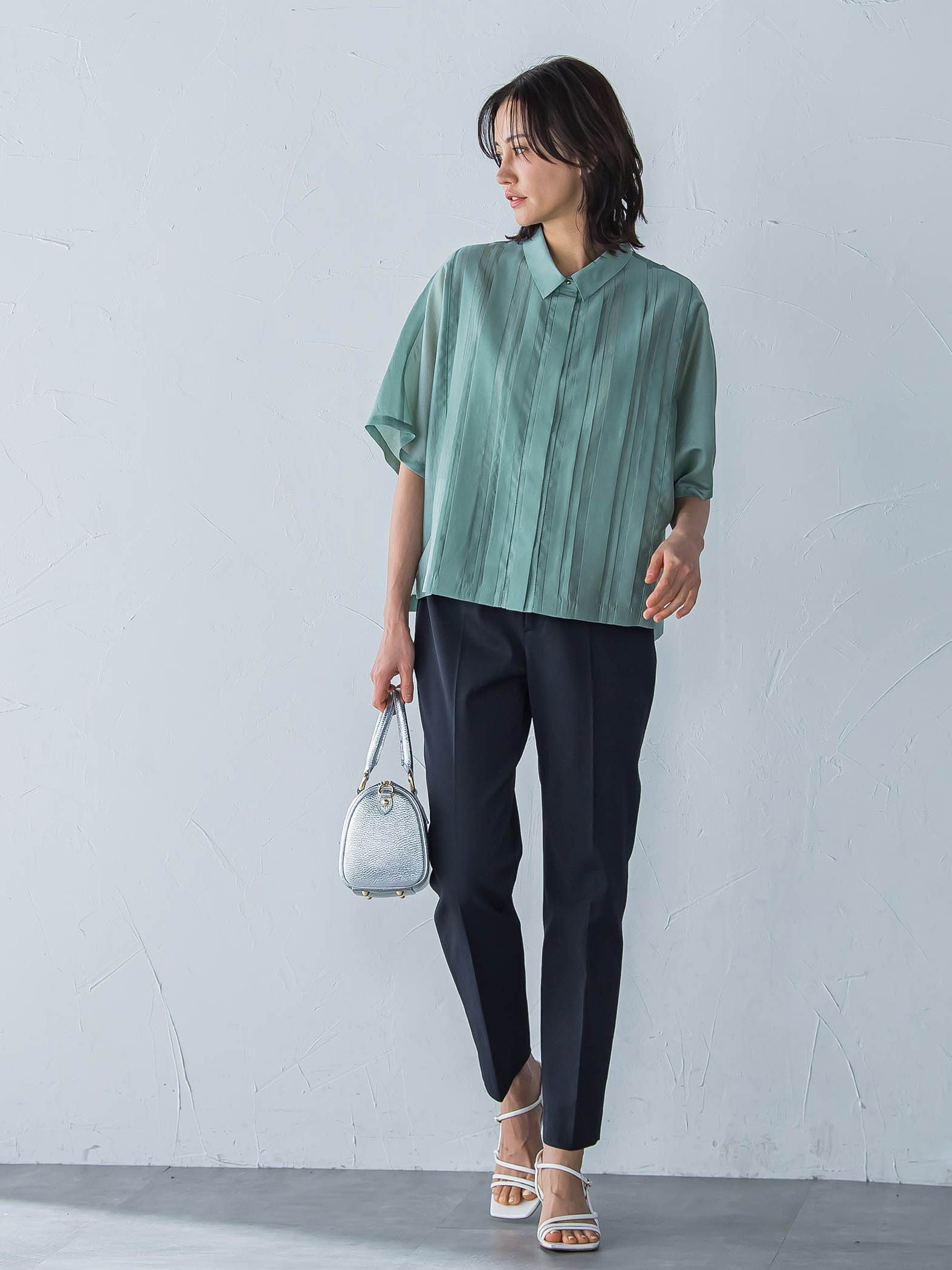 ピンタックレースブラウス≪手洗い可能≫