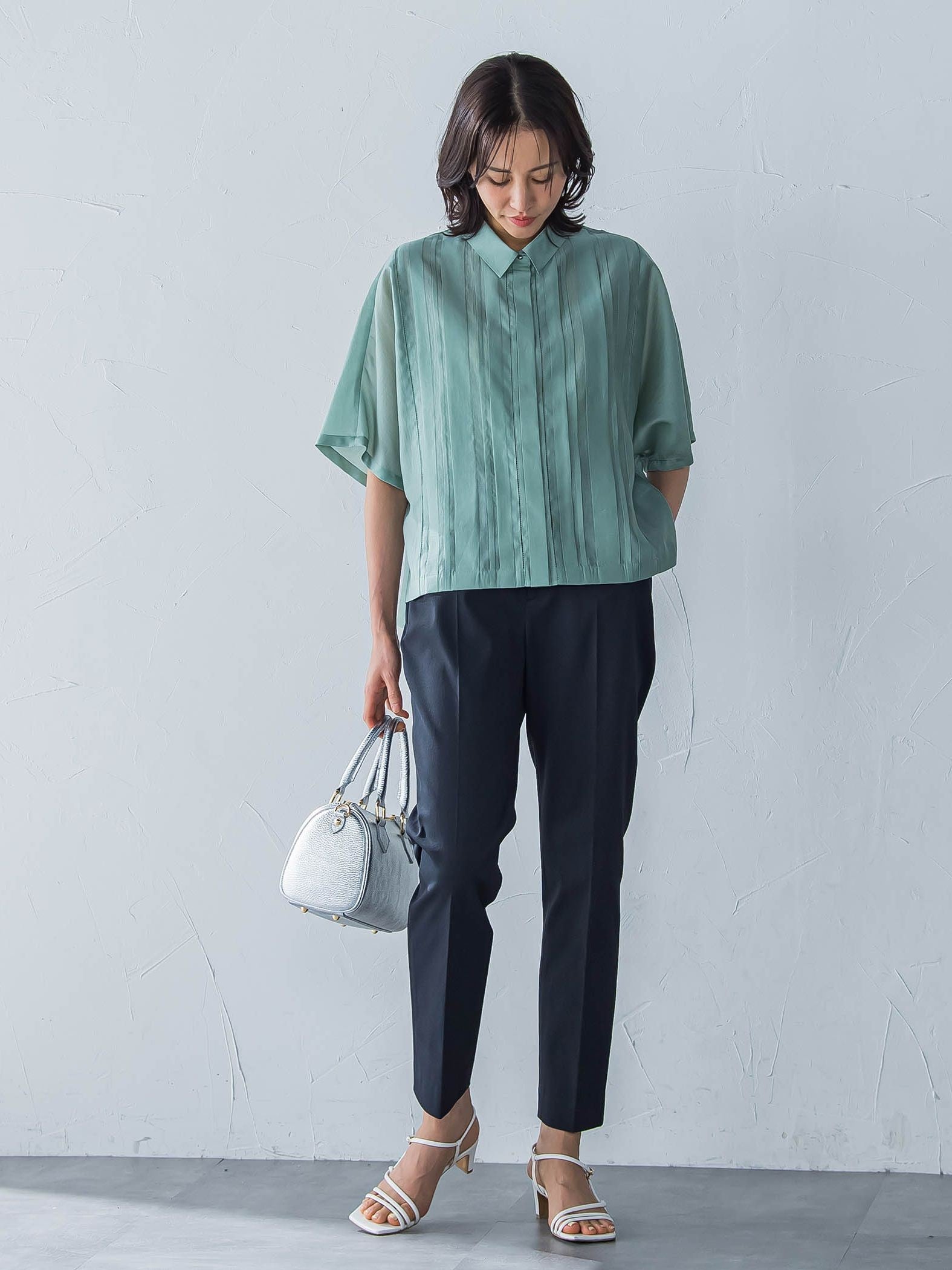 ピンタックレースブラウス≪手洗い可能≫