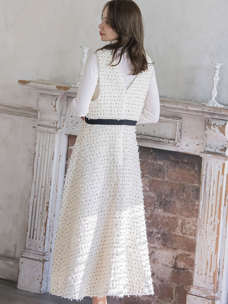 リボンドットツイードワンピース